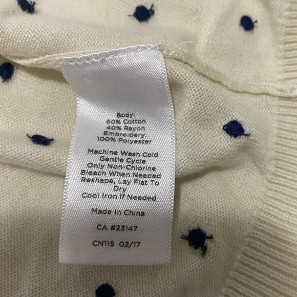 Talbots 1X Lemon Cream Cardigan with Navy Dots and Yellow Trim - Picture 4 of 4